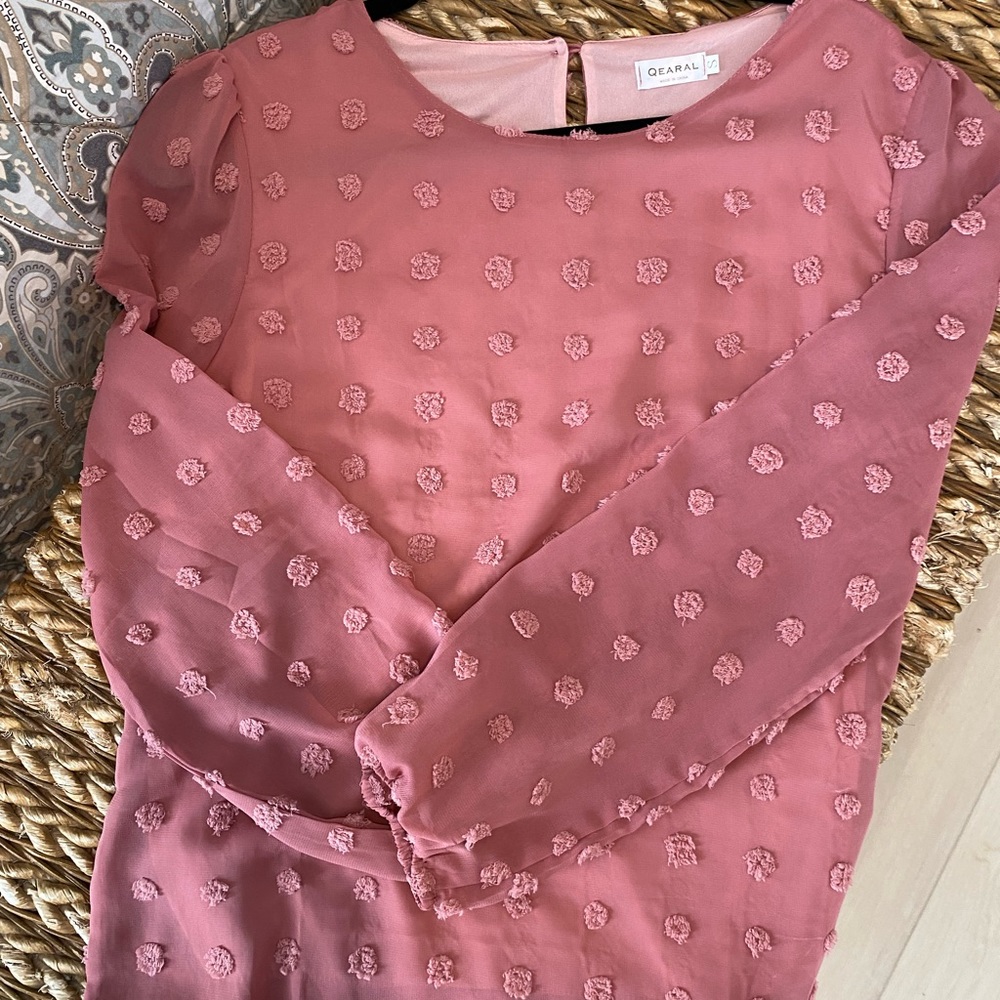 Sheer blouse. Lined. Blush color.